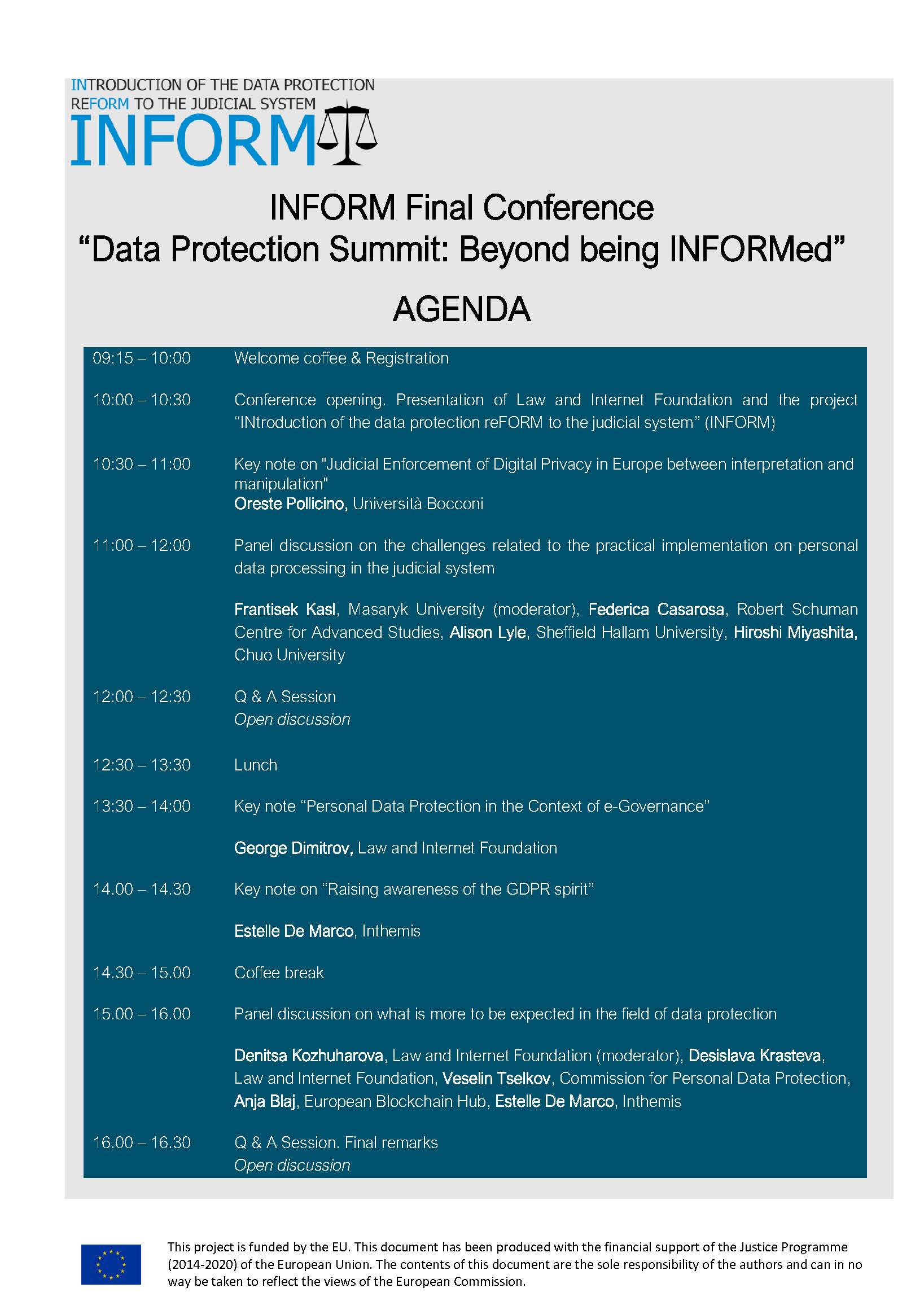 INFORM Final Conference “Data Protection Summit Beyond being INFORMed
